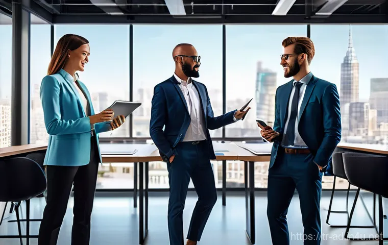 광고홍보사와 타겟 마케팅 방법 - **Prompt:** A vibrant, futuristic illustration of a diverse digital marketing agency team (including...