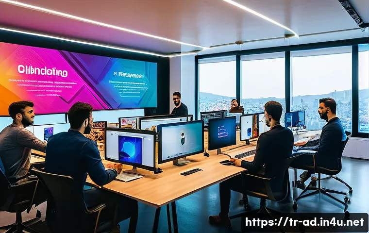 광고홍보사와 독창적인 광고 포맷 - A vibrant digital marketing office scene in Istanbul, featuring a diverse team of young Turkish prof...