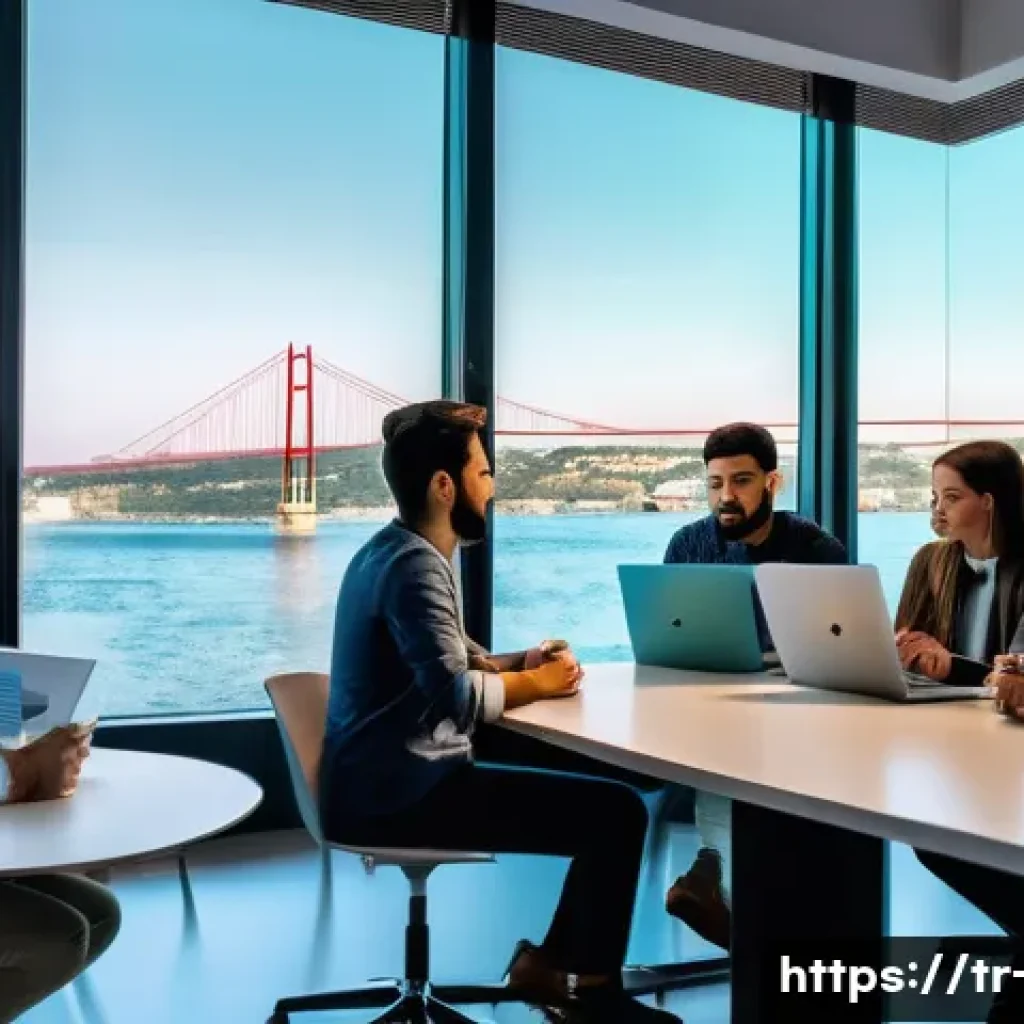 광고홍보사와 효과적인 광고 기획 프로세스 - A modern digital marketing team brainstorming in a bright, stylish Istanbul office with a large wind...