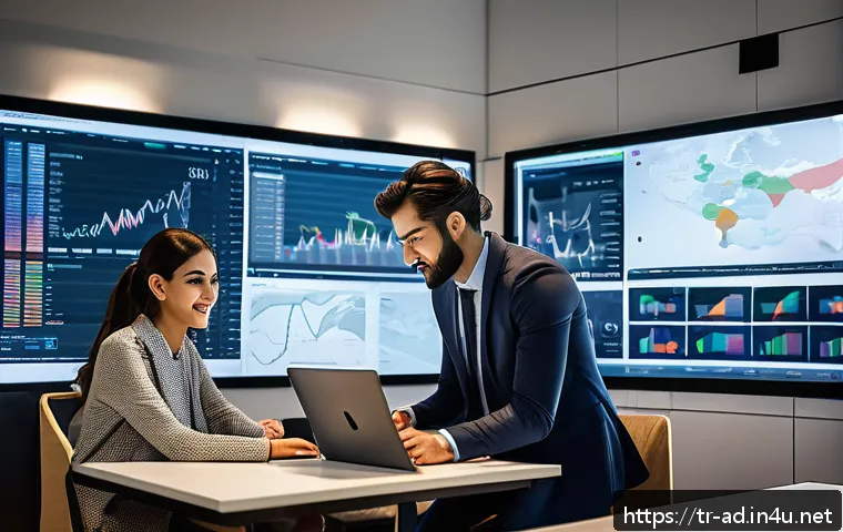 광고홍보사와 광고 연구 사례 - A modern digital marketing agency office scene in Istanbul with a diverse team of young professional...