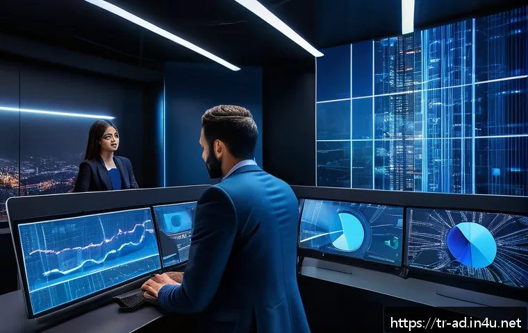 광고홍보사와 광고 기술 발전 - A futuristic digital marketing control room in Istanbul, Turkey, showing a diverse team of young pro...
