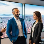 Home 18 광고홍보사와 광고 전문가의 성공 사례 - A dynamic and vibrant integrated advertising campaign scene showcasing a diverse Turkish marketing t...