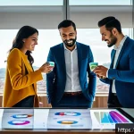 Home 23 광고홍보사와 제품 출시 광고 캠페인 - A dynamic digital marketing team in a modern Istanbul office, diverse young professionals collaborat...